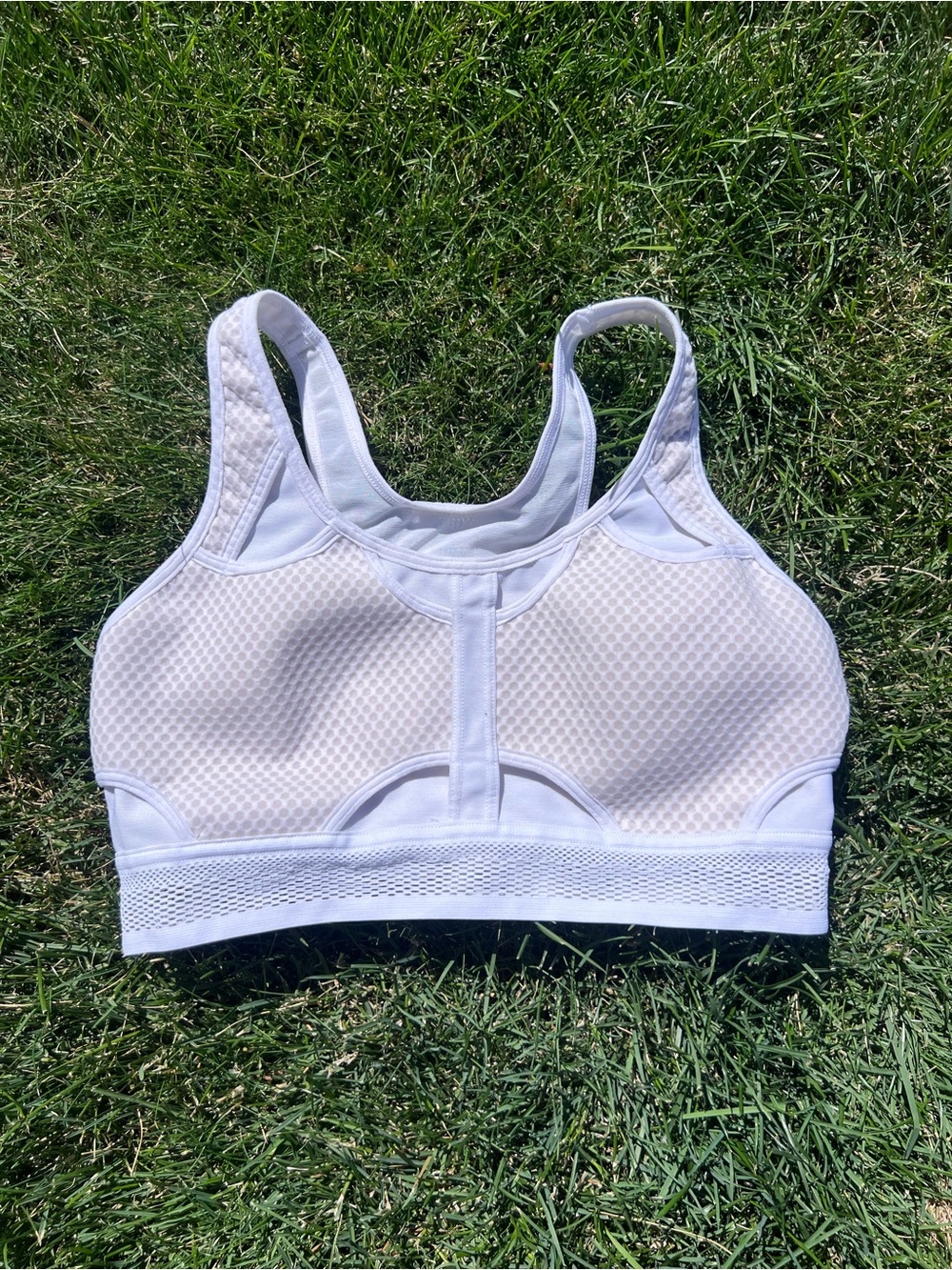 Nike White Mesh High-Support Sports Bra